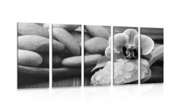 5-częściowy obraz magia wellness w wersji czarno-białej - 200x100