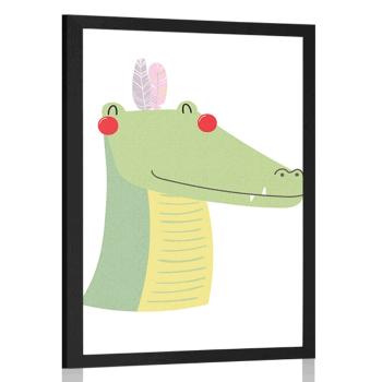 Plakat słodki krokodyl z piórami