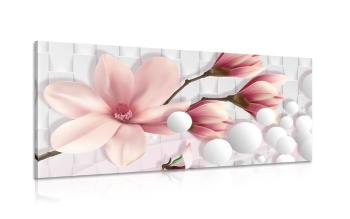 Obraz magnolia z elementami abstrakcyjnymi - 120x60