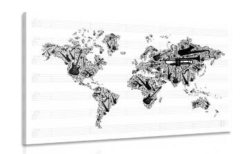 Obraz muzyczna mapa świata w odwrotnej kolejności - 60x40