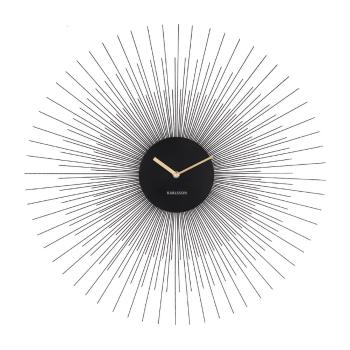 Czarny zegar ścienny Karlsson Peony Large, ø 60 cm