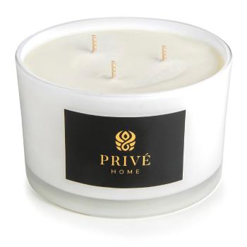 Biała świeca zapachowa Privé Home Safran - Ambre Noir, czas palenia 45 h