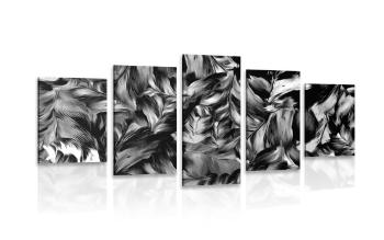 5-częściowy obraz kreski retro kwiatów w wersji czarno-białej