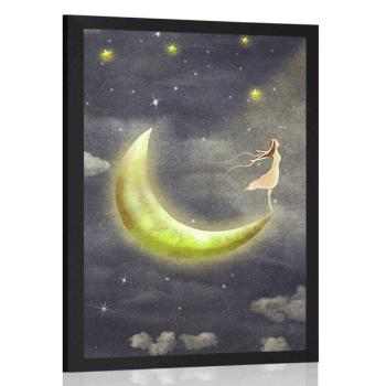 Plakat dziewczyna na księżycu - 40x60 silver
