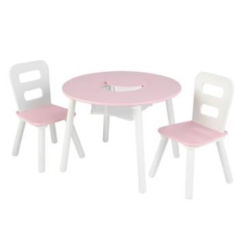 KidKraft® Okrągły stolik z 2 krzesełkami, biały/różowy