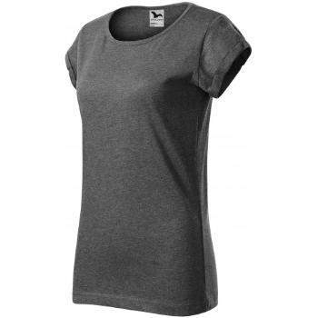 Koszulka damska z podwiniętymi rękawami, czarny marmur, XL