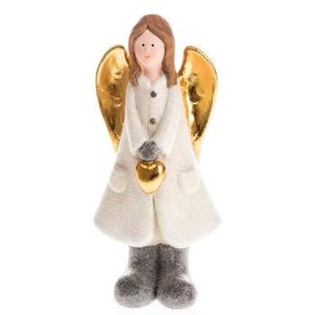 Biała ceramiczna figurka anioła Dakls, wys. 17 cm