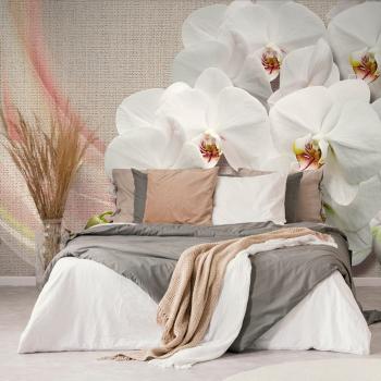 Samoprzylepna tapeta biała orchidea na płótnie - 450x300