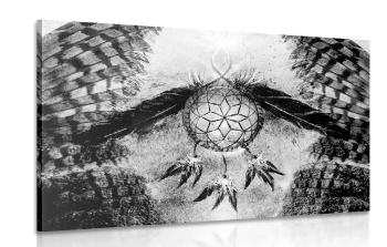 Obraz indiański łapacz snów w wersji czarno-białej