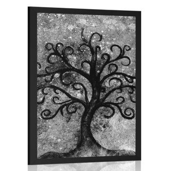 Plakat czarno-białe drzewo życia - 20x30 white
