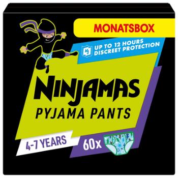 NINJAMAS Pyjama Pants Miesięczne pudełko dla chłopców, 4-7 lat, 60 szt.