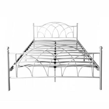 Metalowa rama łóżka Lotti ze stelażem w prezencie, dostępne w kilku wymiarach i kolorach-90x200 cm-owa-biała