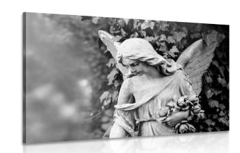 Obraz posąg anioła w wersji czarno-białej - 60x40