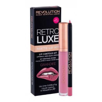 Makeup Revolution London Retro Luxe Matte Lip Kit zestaw Pomadka w płynie 5,5 ml + Konturówka do ust 1 g dla kobiet Grandee