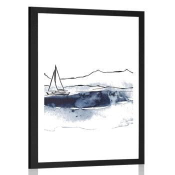 Plakat z passe-partout jacht na morzu - 40x60 white