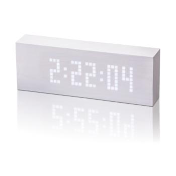 Biały budzik z białym wyświetlaczem LED Gingko Message Click Clock