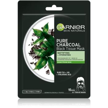 Garnier Skin Naturals Pure Charcoal czarna maska tekstylna z ekstraktem z czarnej herbaty 28 g