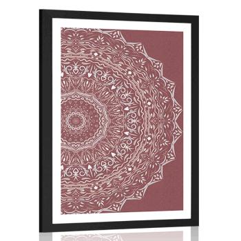 Plakat z passe-partout Mandala w stylu vintage w różowym odcieniu - 20x30 silver