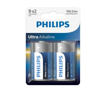 Philips LR20E2B/10 - 2 ks Bateria alkaliczna D ULTRA ALKALINE 1,5V