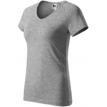 Damska koszulka slim fit z raglanowym rękawem, ciemnoszary marmur, XL