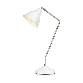 Biała lampa stołowa z detalami w kolorze srebra Markslöjd Coast