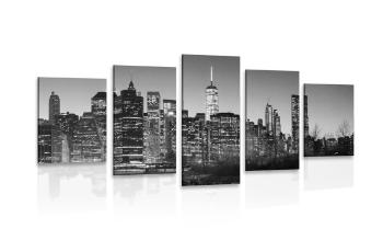 5-częściowy obraz centrum Nowego Jorku w wersji czarno-białej