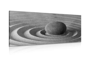 Obraz kamień medytacyjny w wersji czarno-białej