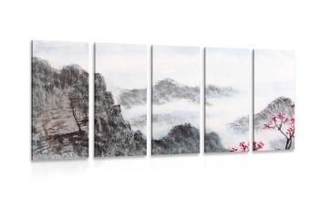 5-częściowy obraz tradycyjne chińskie malarstwo pejzażowe - 100x50