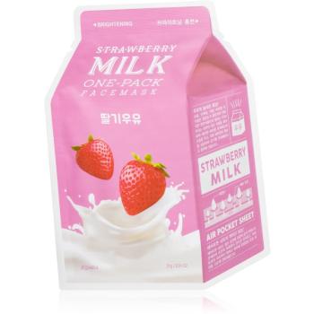 A´pieu One-Pack Milk Mask Strawberry maska rozświetlająca w płacie 21 g