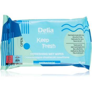 Delia Cosmetics Keep Fresh Antibacterial odświeżające chusteczki nawilżane 15 szt.