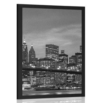Plakat czarno-biały most na Brooklynie - 20x30 silver