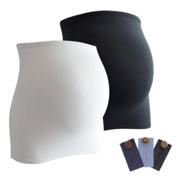 mamaband pasek na brzuchu 2-pack + 3-pack przedłużenie spodni czarno-biały