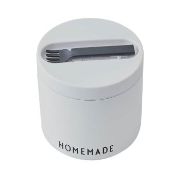 Biały pojemnik termiczny z łyżką Design Letters Homemade, wys. 11,4 cm