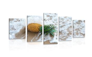 5-częściowy obraz ananas na fali oceanu