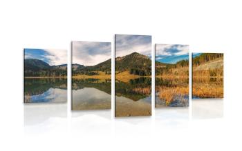 5-częściowy obraz jezioro pod wzgórzami - 200x100