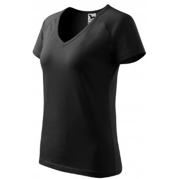 Damska koszulka slim fit z raglanowym rękawem, czarny, 2XL