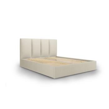 Beżowe łóżko dwuosobowe Mazzini Beds Juniper, 160x200 cm