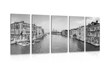 5-częściowy obraz słynny kanał w Wenecji w wersji czarno-białej - 100x50