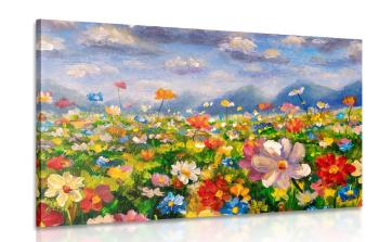 Obraz malarstwo olejne dzikie kwiaty - 120x80