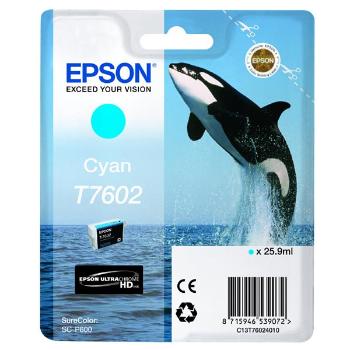 Epson originální ink C13T76024010, T7602, cyan, 25,9ml, 1ks, Epson SureColor SC-P600