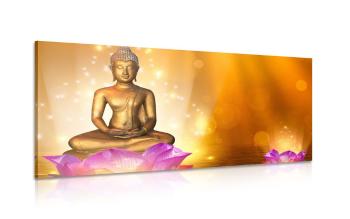 Obraz posąg Buddy na kwiecie lotosu - 120x60