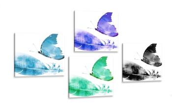 Zestaw obrazów kolorowe motyle - 4x 60x60