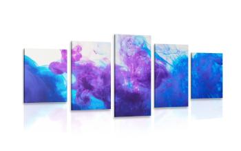 5-częściowy obraz atrament w odcieniach niebiesko-fioletowych - 200x100