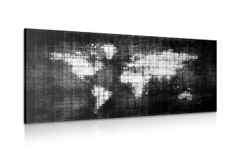 Obraz świat na mapie w wersji czarno-białej