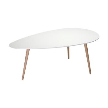 Biały stolik z nogami z drewna bukowego Furnhouse Fly, 116x66 cm