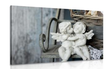Obraz figurki aniołów na ławce - 60x40