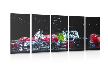 5-częściowy obraz owocowe kostki lodu - 100x50