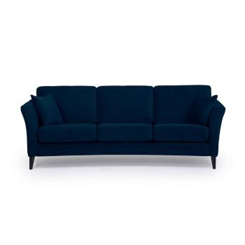 Ciemnoniebieska aksamitna sofa Scandic Eden, 237 cm