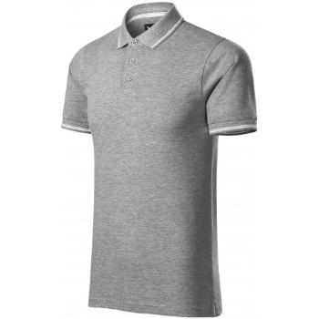 Męska koszulka polo z kontrastowymi detalami, ciemnoszary marmur, S