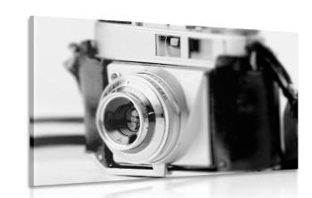 Obraz stylowy aparat fotograficzny retro w wersji czarno-białej - 120x80
